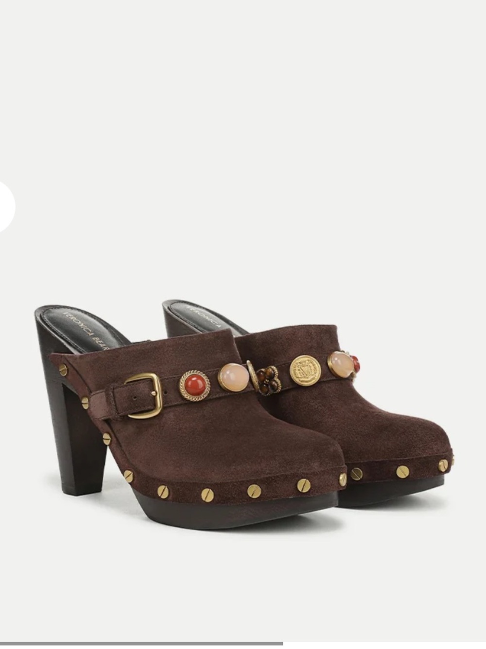 Veronica Beard Giani Suede Clog 8.5 GUC suede gold hardware